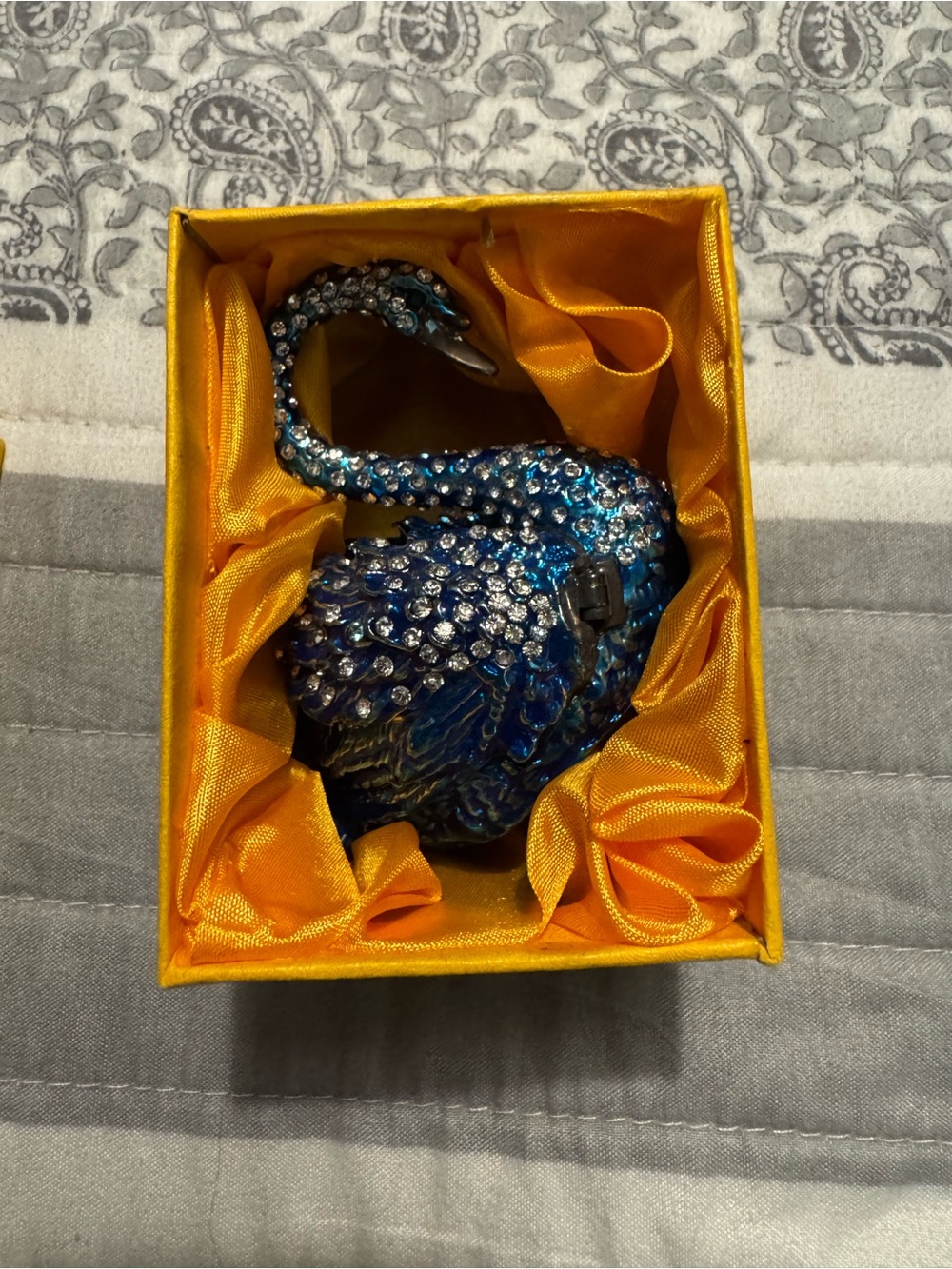 Blue Crystal Swan Figurine Decorative Jewelry box